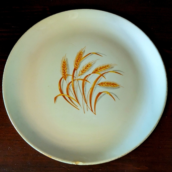 Golden Wheat Serving Platter W/ 22K Gold 9" - Picture 1 of 1
